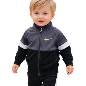 Nike Baby Track Jacket Gray Black Colorblock Swoosh Athletic 18M